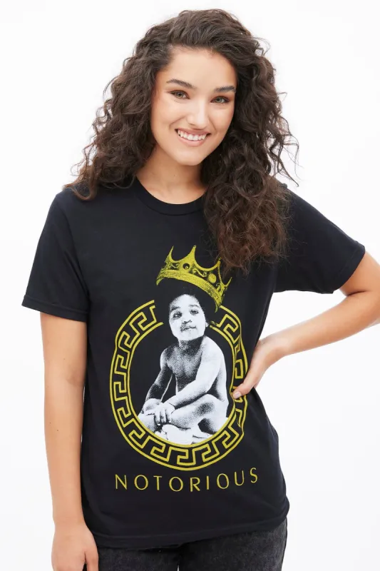 Notorious B.I.G. Crown Graphic Boyfriend Tee sold by Bluenotes