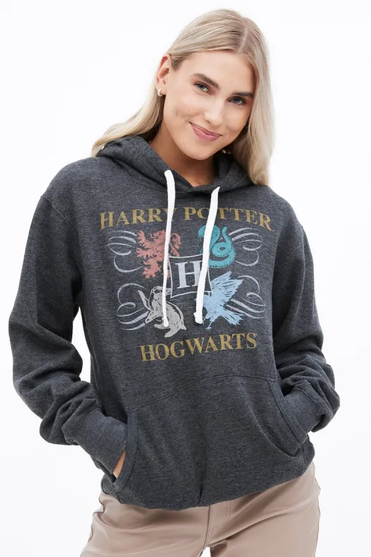 Harry Potter Hogwarts Houses Graphic Boyfriend Pullover Hoodie sold by Bluenotes