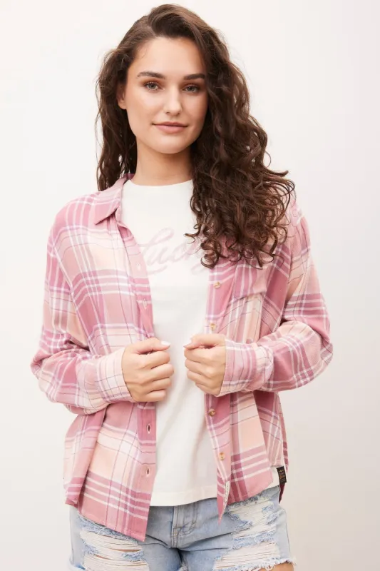 Cloud Soft Button-Up Plaid Boyfriend Shirt sold by Bluenotes