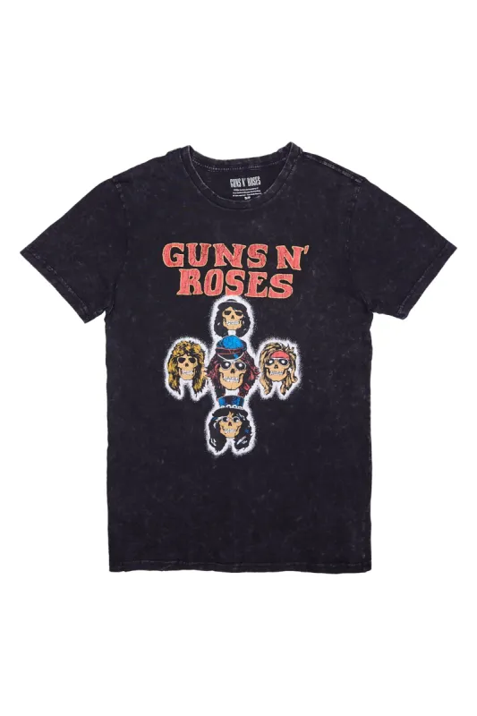 Guns N' Roses Skulls Graphic Acid Wash Tee sold by Bluenotes