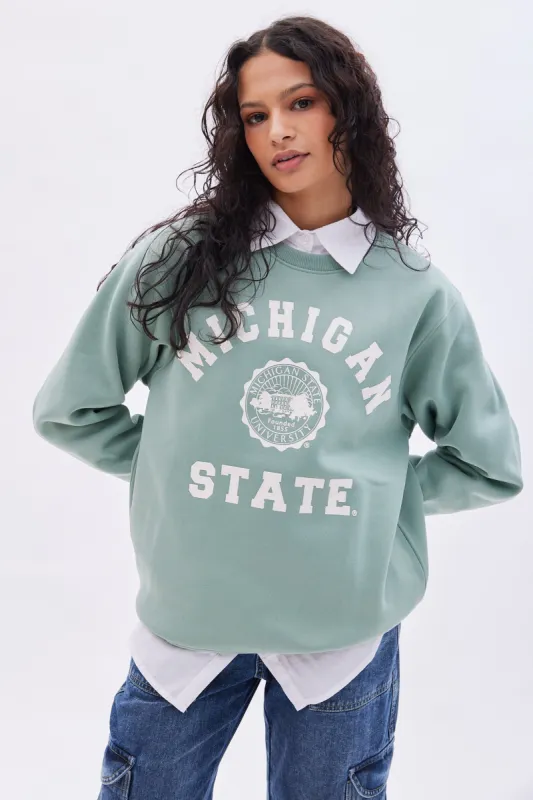 Michigan State Graphic Crew Neck Oversized Sweatshirt sold by Bluenotes