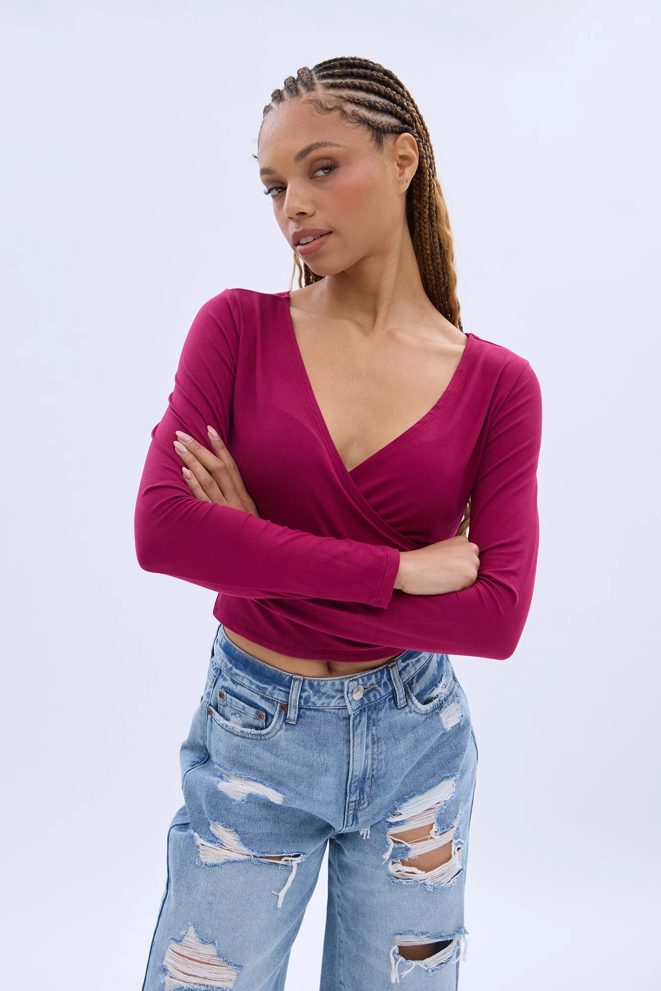 Super Soft Wrap Front Long Sleeve Top sold by Bluenotes