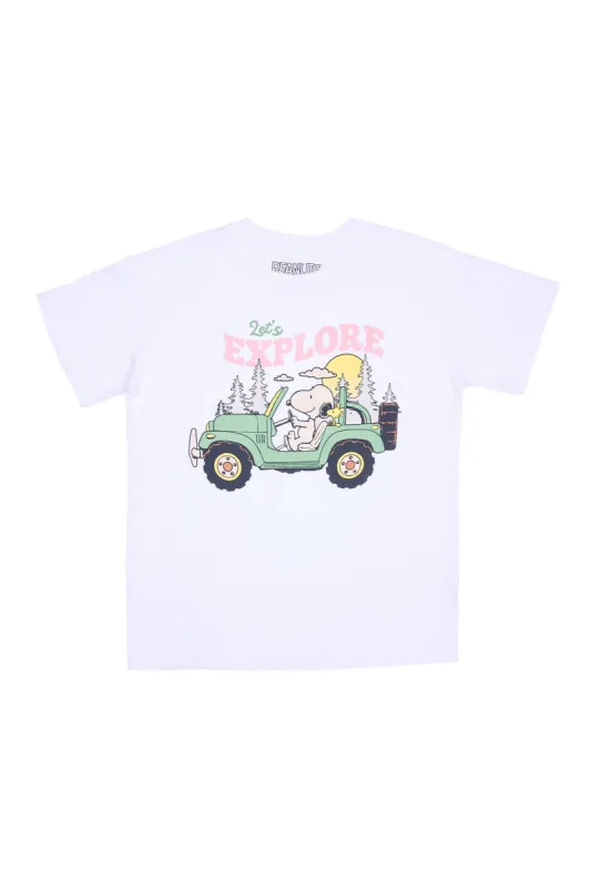 Peanuts Snoopy Explore Graphic Relaxed Tee sold by Bluenotes