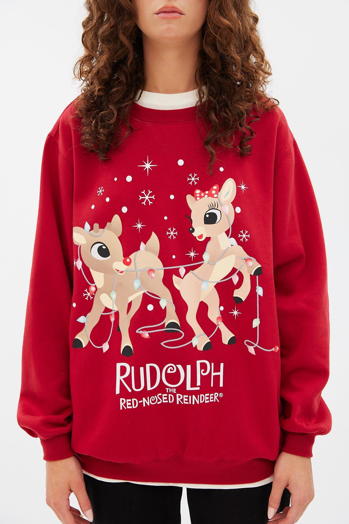 Rudolph The Red Nosed Reindeer Graphic Oversized Pullover Sweatshirt sold by Bluenotes product image thumbnail 3
