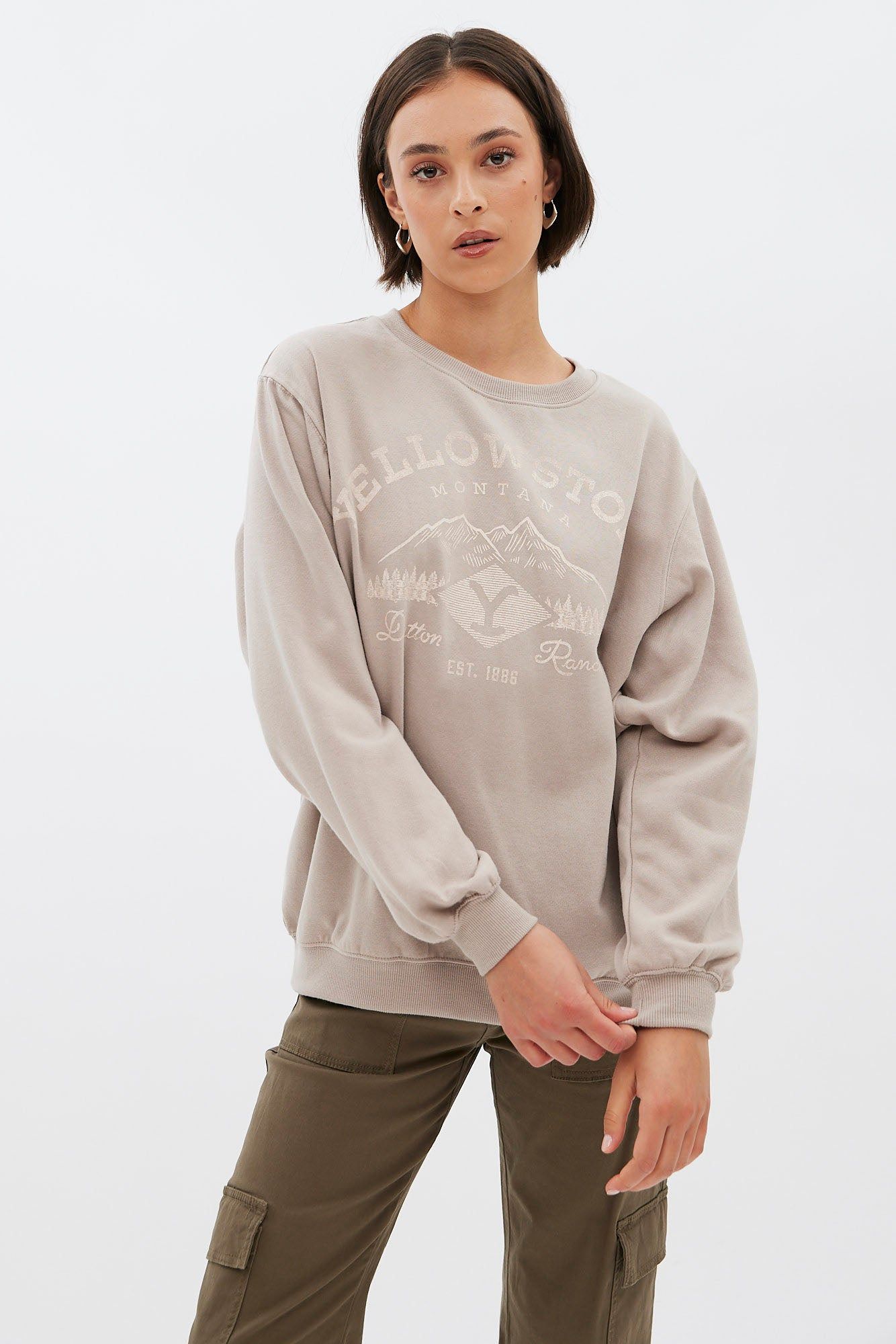 Yellowstone Graphic Oversized Crew Neck Sweatshirt sold by Bluenotes