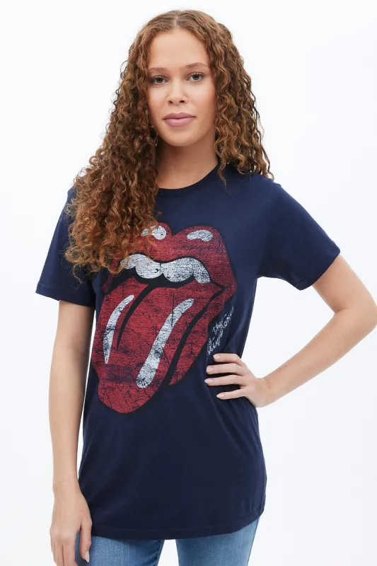 The Rolling Stones Tongue Graphic Boyfriend Tee sold by Bluenotes