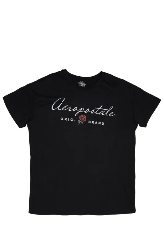 Aéropostale Cursive Rose Graphic Boyfriend Tee sold by Bluenotes