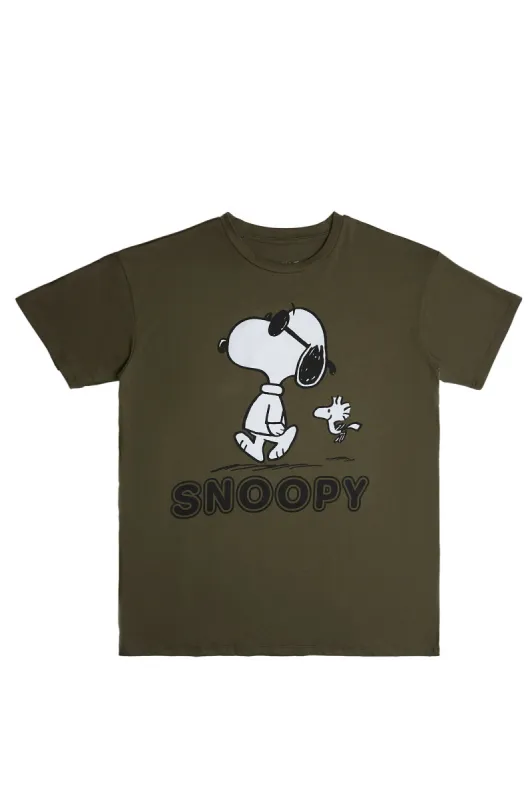 Peanuts Snoopy And Woodstock Graphic Relaxed Tee sold by Bluenotes