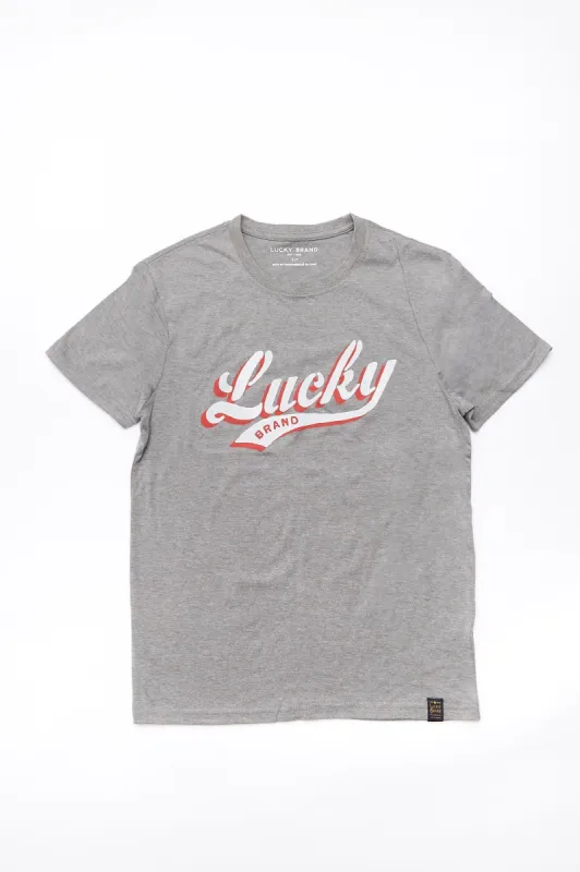 Lucky Brand Holiday Script Tri-Blend Tee sold by Bluenotes