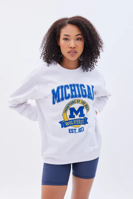 Michigan Graphic Crew Neck Oversized Sweatshirt sold by Bluenotes