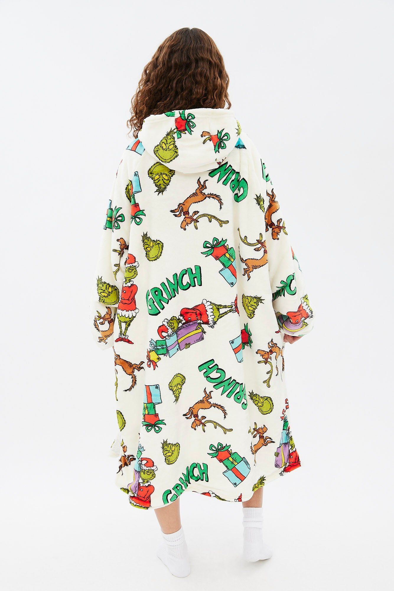 The Grinch Gifts Graphic Plush Sherpa Oversized Pullover Hoodie sold by Bluenotes product image thumbnail 4