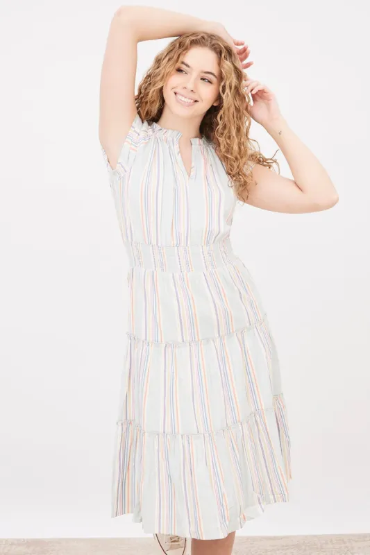 Lucky Brand Striped Tiered Maxi Dress sold by Bluenotes