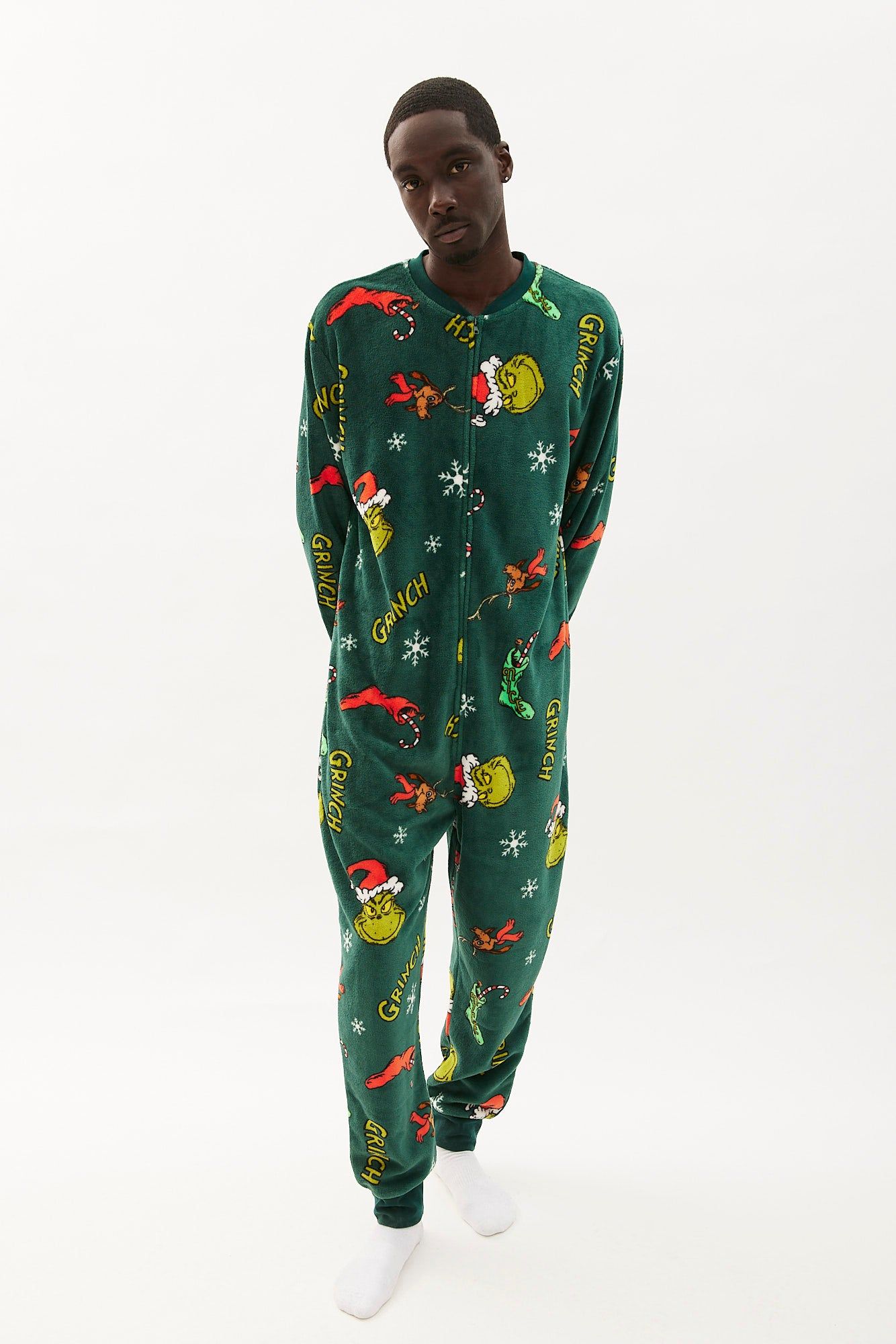 The Grinch Printed Crew Neck Onesie sold by Bluenotes