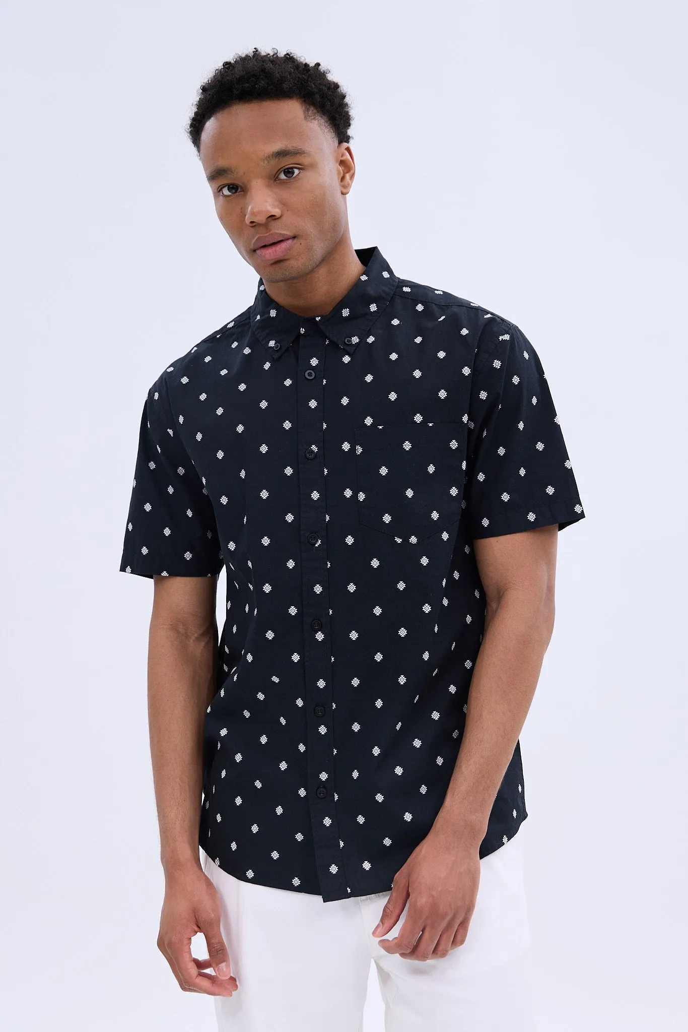 Geometric Printed Short Sleeve Poplin Shirt sold by Bluenotes product image thumbnail 2