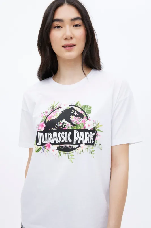Jurassic Park Floral Graphic Boyfriend Tee sold by Bluenotes