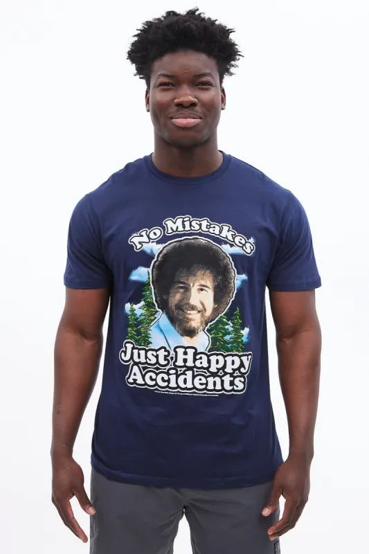 Bob Ross No Mistakes Just Happy Accidents Graphic Tee made by Bluenotes