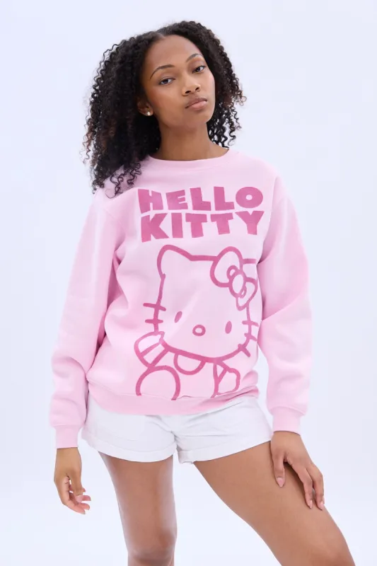 Hello Kitty Wave Graphic Crew Neck Sweatshirt sold by Bluenotes