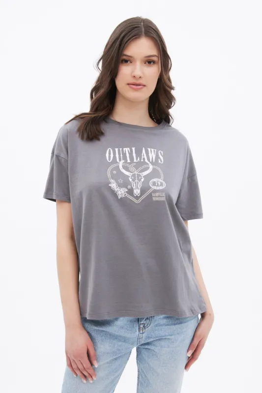 Outlaws Graphic Boyfriend Tee sold by Bluenotes