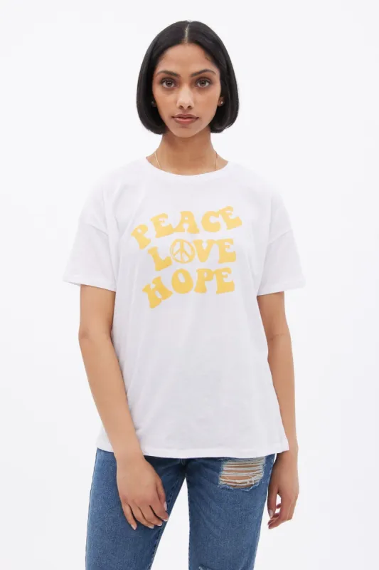 Peace Love Hope Graphic Tee sold by Bluenotes