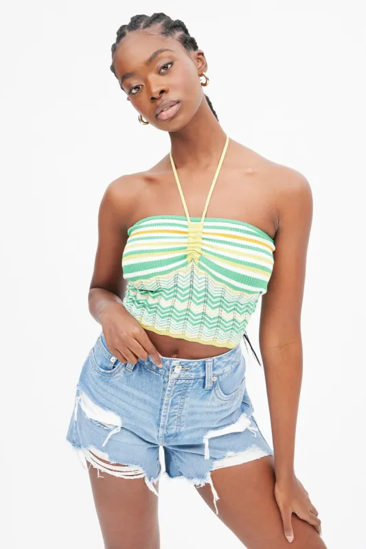 Jacquard Tube Top With Ties made by Bluenotes