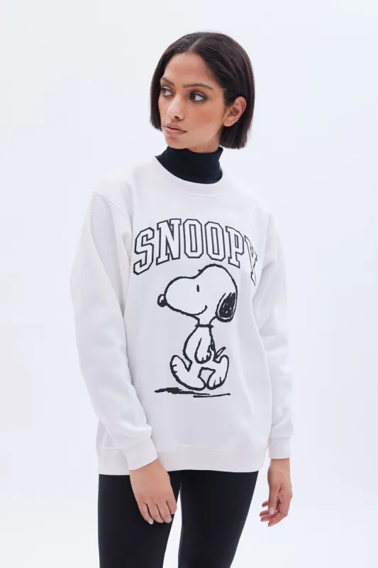 Peanuts Snoopy Graphic Crew Neck Oversized Sweatshirt sold by Bluenotes