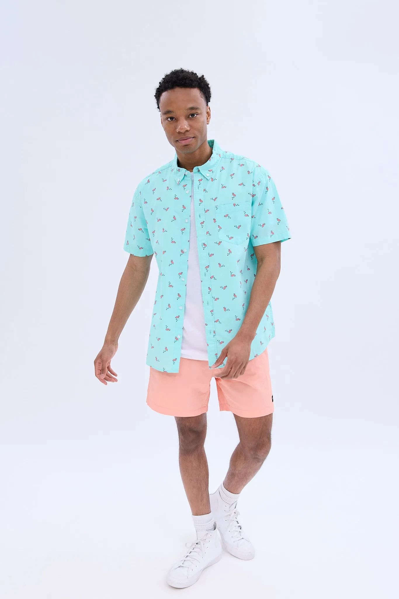 Flamingos Printed Short Sleeve Poplin Shirt sold by Bluenotes product image thumbnail 4