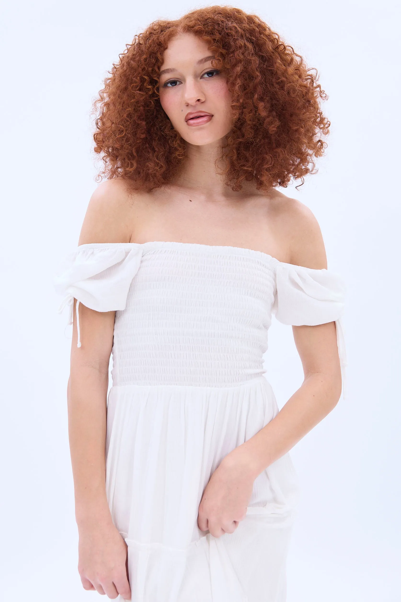 Short Sleeve Smocked Tiered Midi Dress sold by Bluenotes product image thumbnail 3