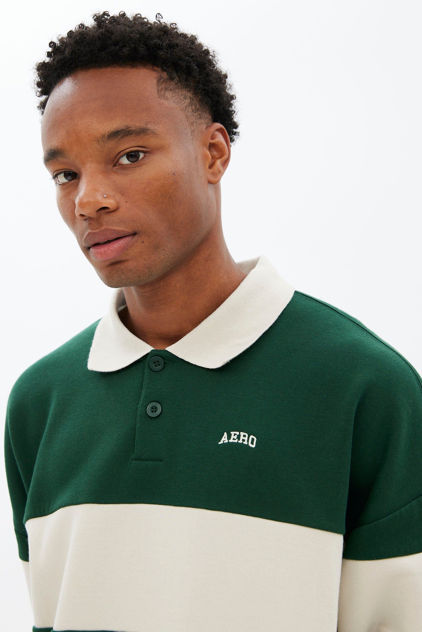 AERO Colour Block Fleece Polo Sweatshirt sold by Bluenotes product image thumbnail 3