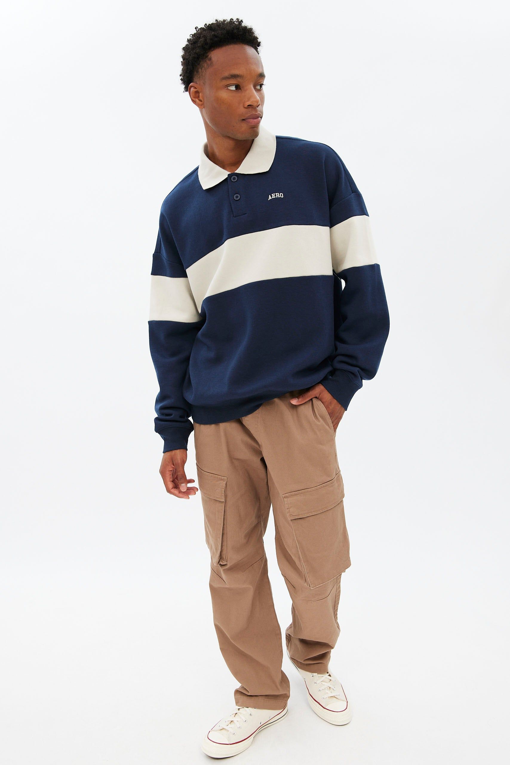 AERO Colour Block Fleece Polo Sweatshirt sold by Bluenotes product image thumbnail 8