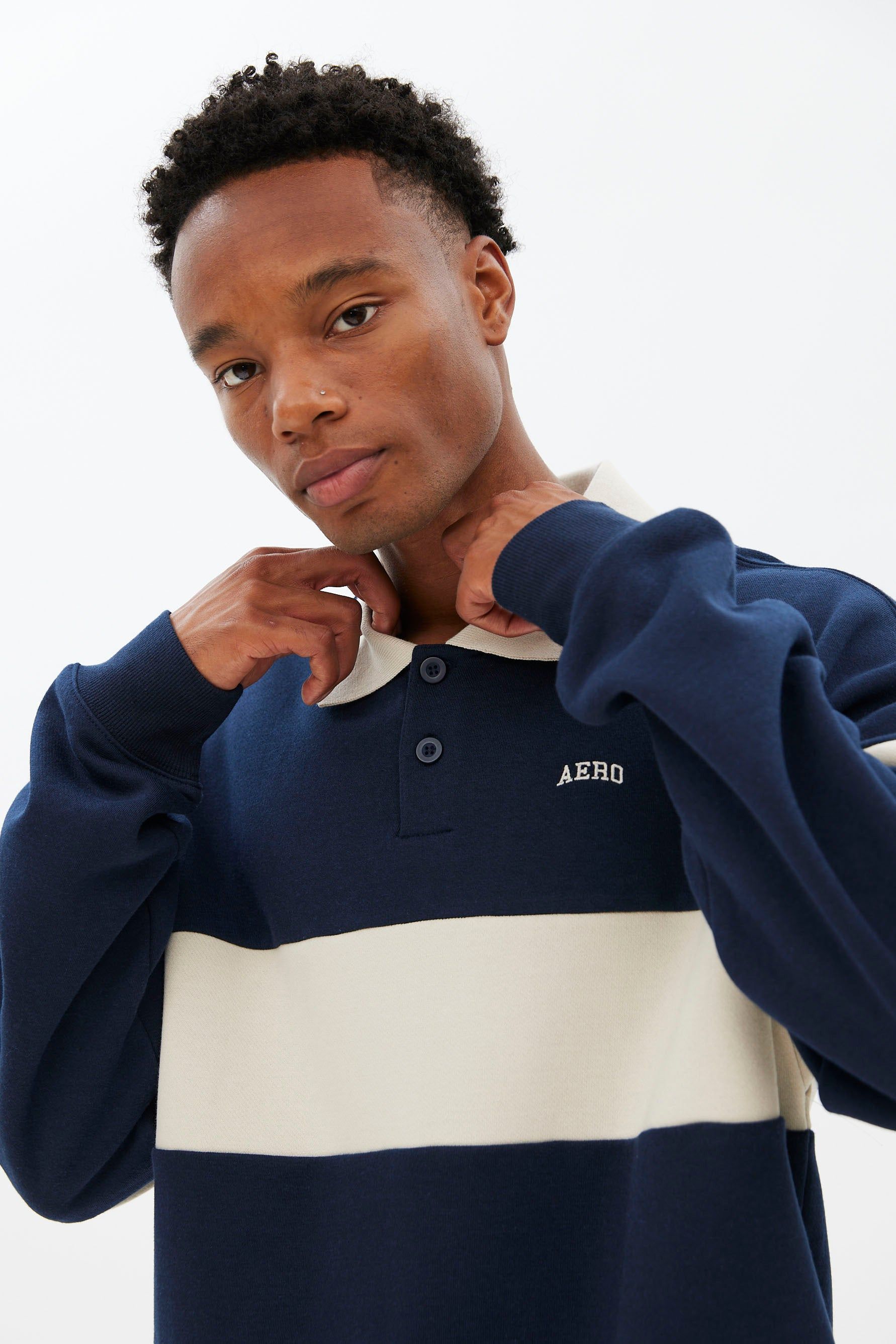 AERO Colour Block Fleece Polo Sweatshirt sold by Bluenotes product image thumbnail 6