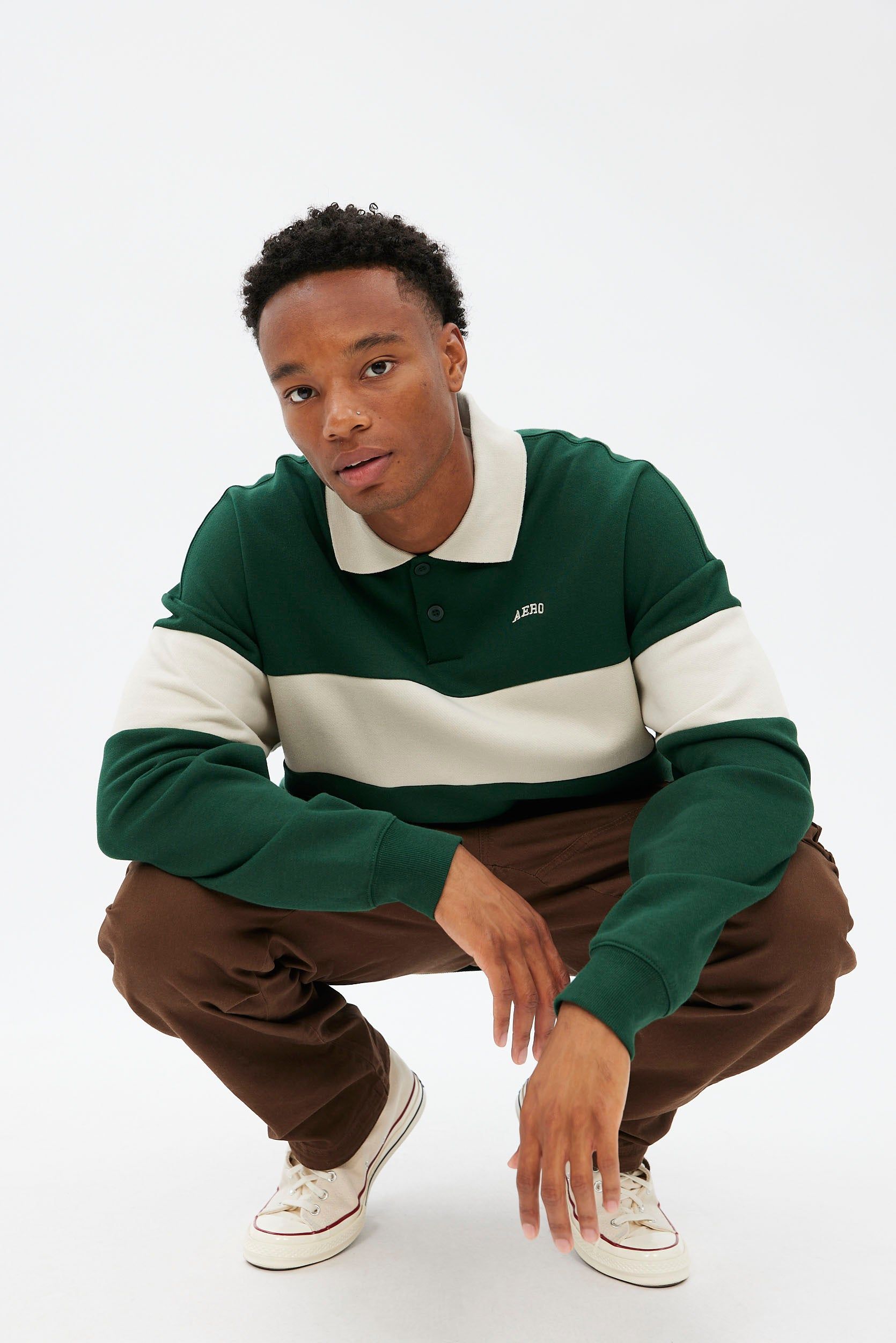 AERO Colour Block Fleece Polo Sweatshirt sold by Bluenotes product image thumbnail 5