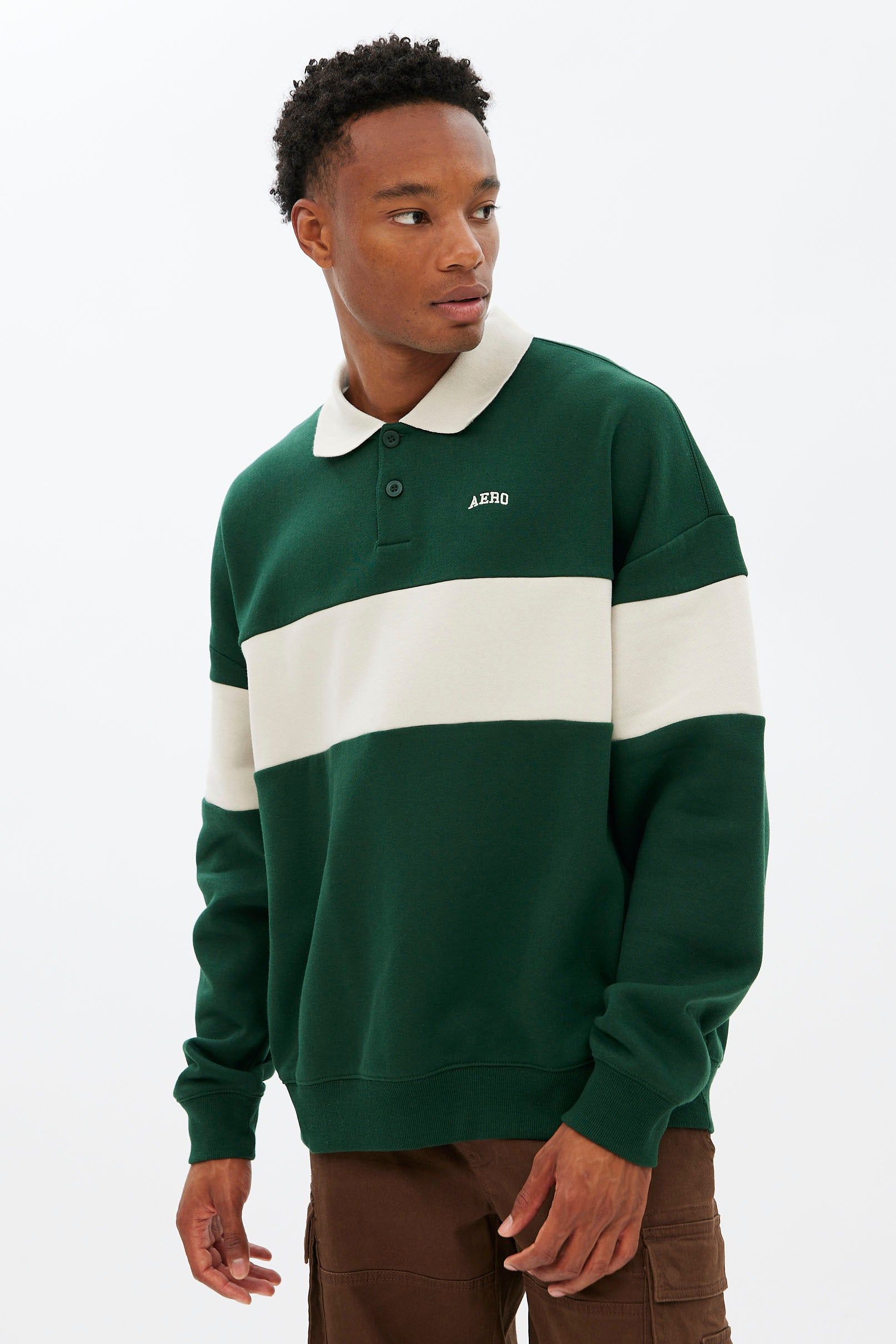 AERO Colour Block Fleece Polo Sweatshirt sold by Bluenotes product image thumbnail 2