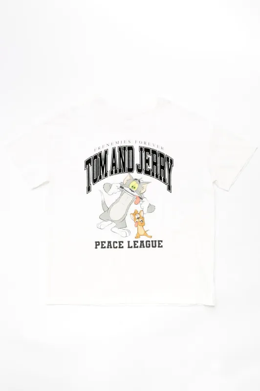 Tom And Jerry Peace Graphic Boyfriend Tee sold by Bluenotes
