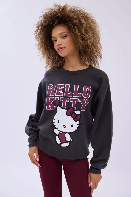 Hello Kitty Graphic Crew Neck Relaxed Sweatshirt sold by Bluenotes