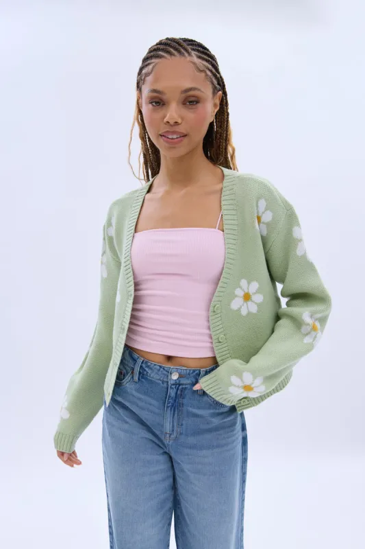 Jacquard Button-Up Cardigan sold by Bluenotes
