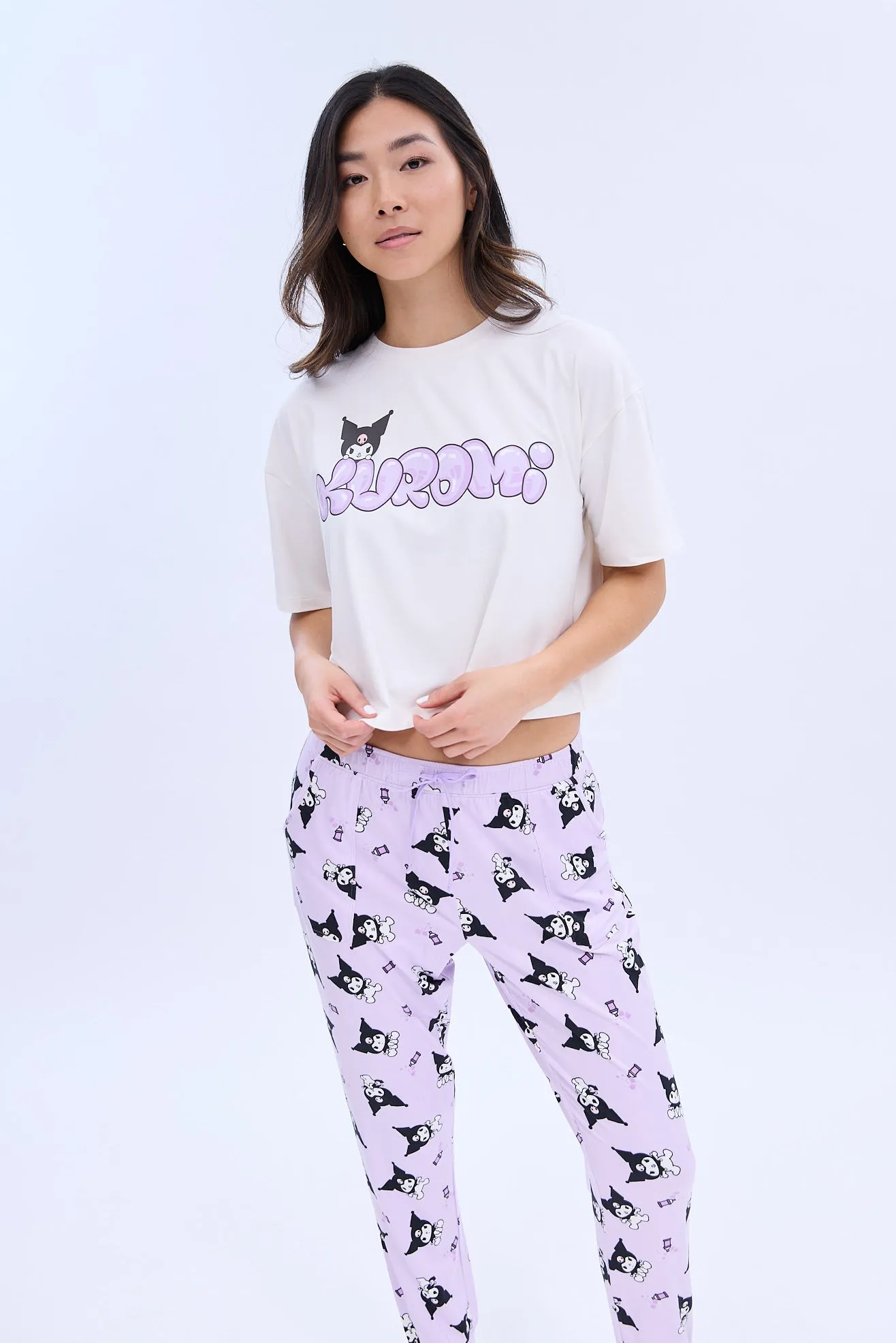 Kuromi Printed Super Soft Pajama Jogger And Tee Set sold by Bluenotes product image thumbnail 2