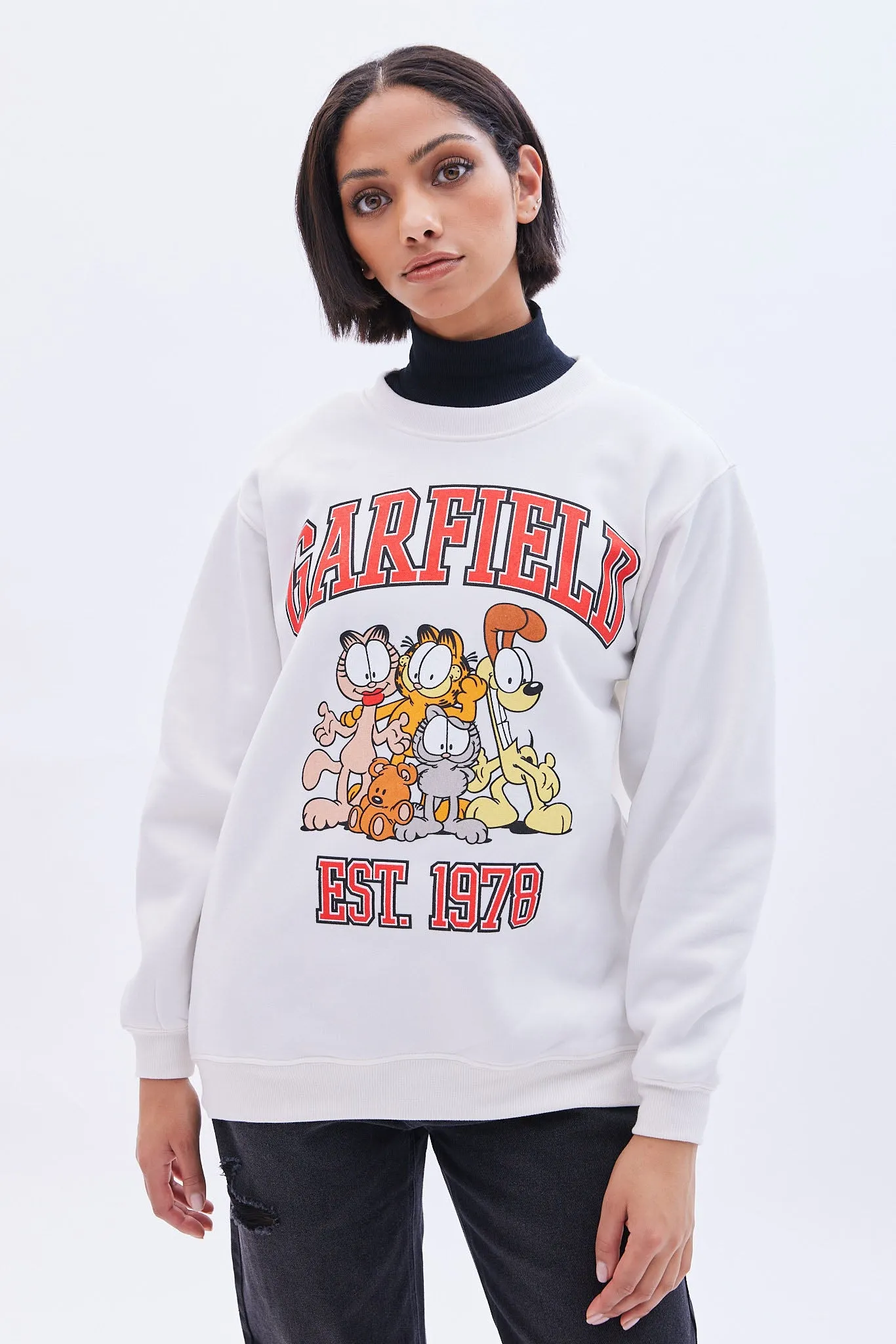 Garfield Est 1970 Graphic Crew Neck Oversized Sweatshirt sold by Bluenotes