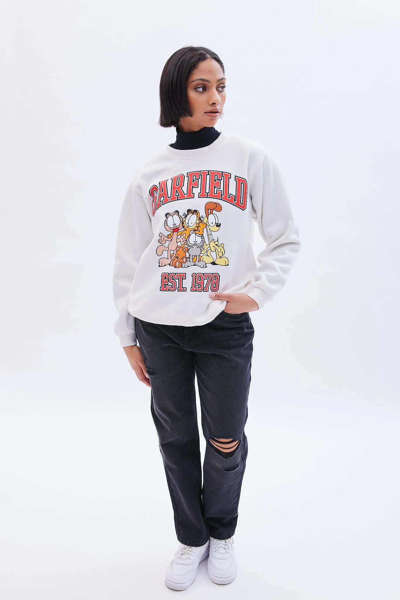 Garfield Est 1970 Graphic Crew Neck Oversized Sweatshirt sold by Bluenotes product image thumbnail 2