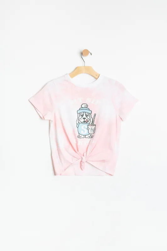 AERO Girls Tie Dye Slush Puppy Chill Graphic Tie-Front Tee sold by Bluenotes