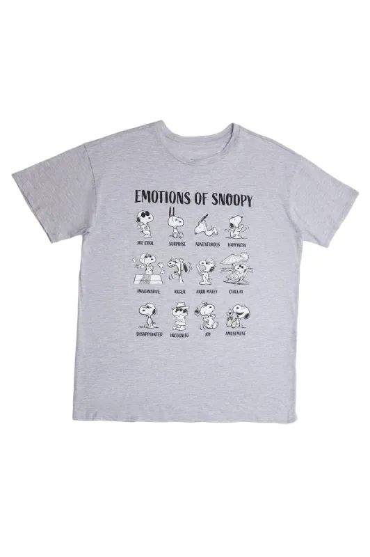 Peanuts Snoopy Emotions Graphic Relaxed Tee sold by Bluenotes