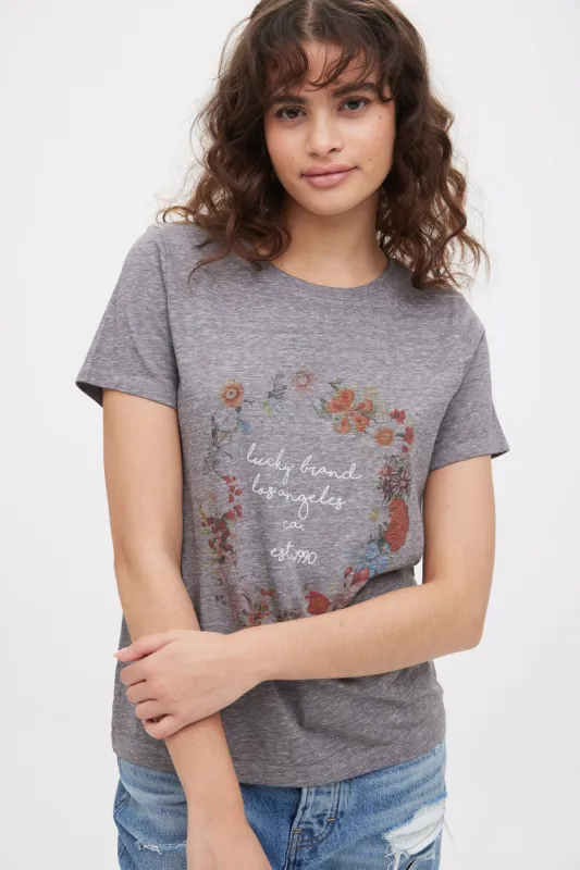 Lucky Brand Los Angeles Floral Crest Tee sold by Bluenotes
