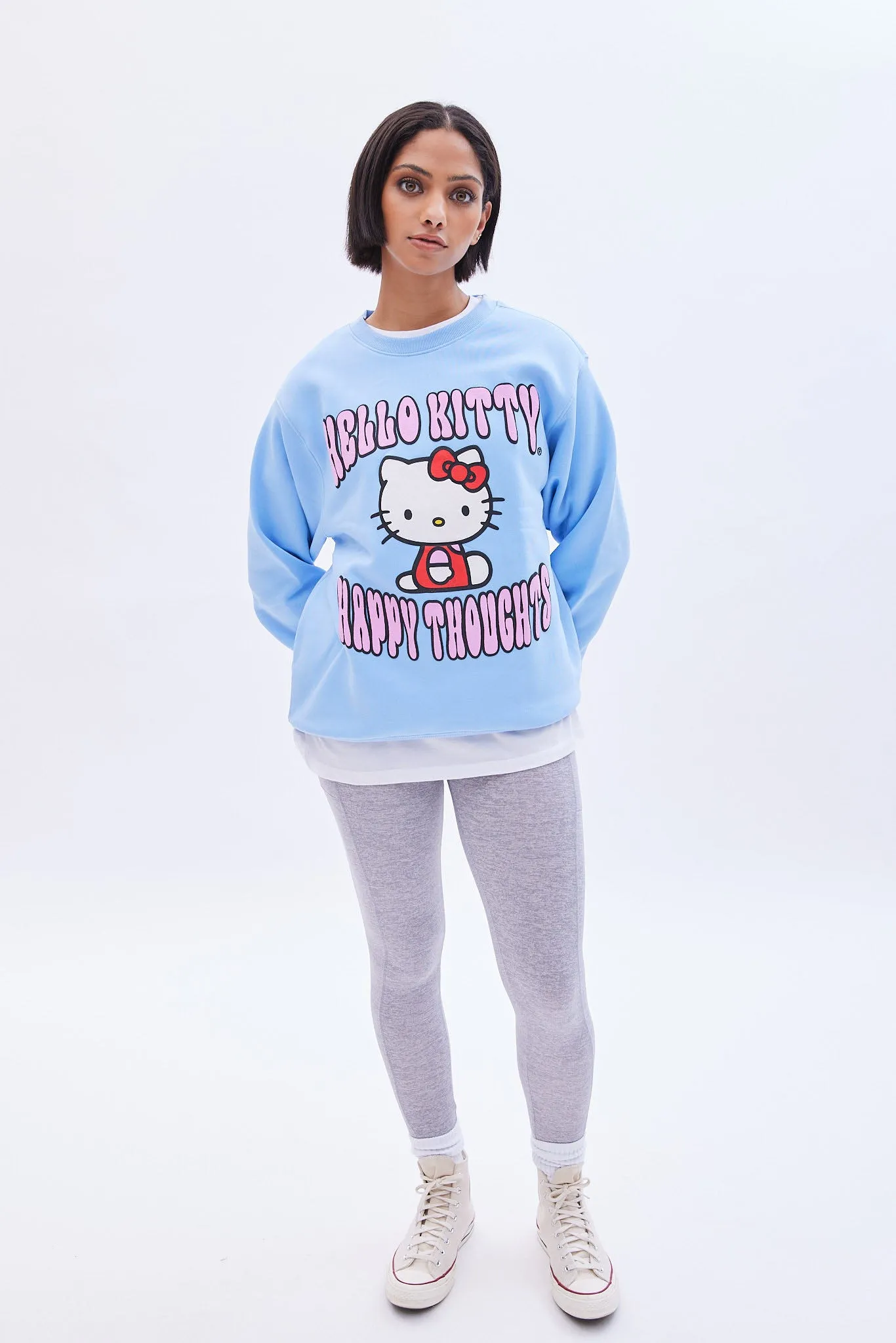 Hello Kitty Happy Thoughts Graphic Crew Neck Oversized Sweatshirt sold by Bluenotes product image thumbnail 2