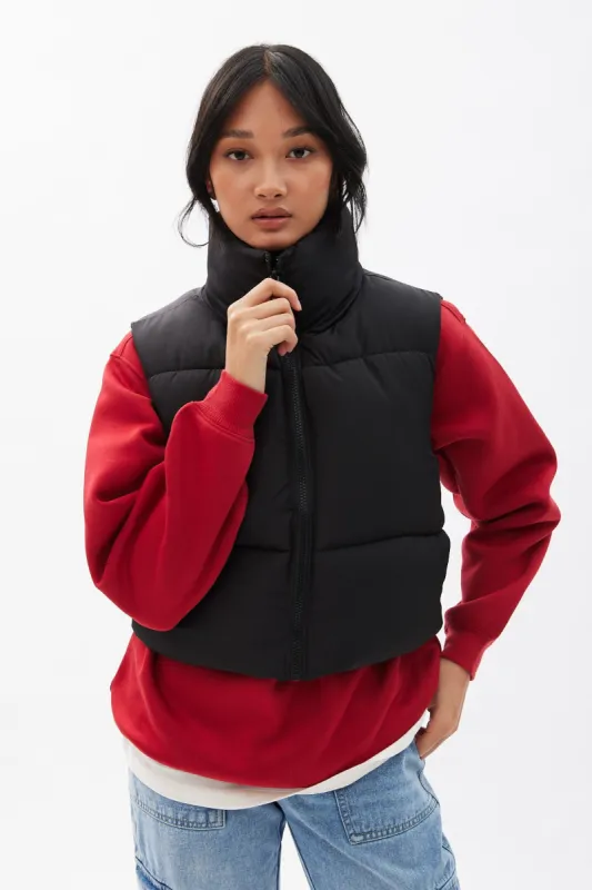 AERO Zip-Up Cropped Puffer Vest sold by Bluenotes