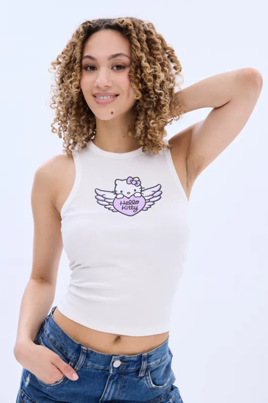Hello Kitty Angel Graphic Ribbed Tank Top made by Aeropostale