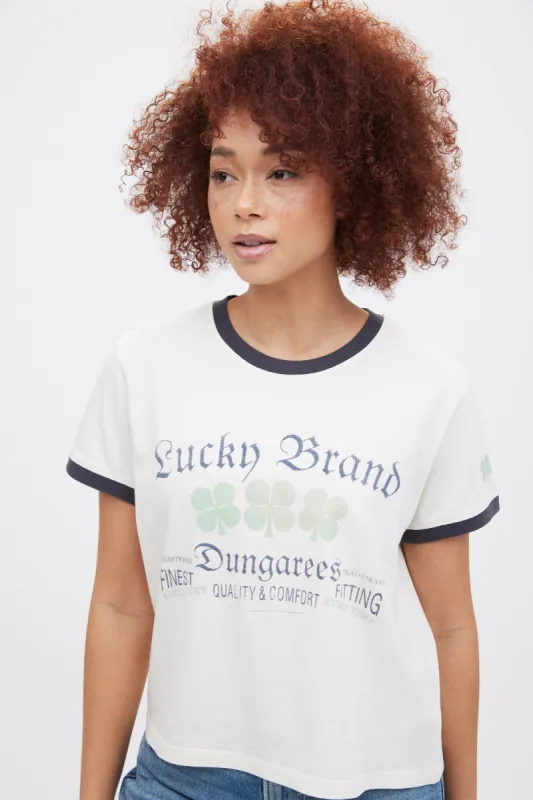 Lucky Brand Logo Boxy Ringer Tee sold by Bluenotes