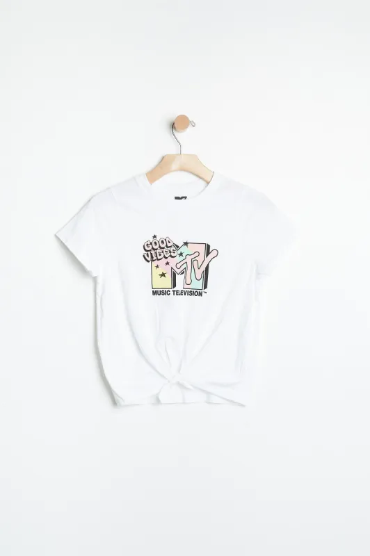 AERO Girls MTV Good Vibes Graphic Tie-Front Tee sold by Bluenotes