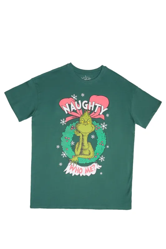 The Grinch Naughty Who Me Graphic Relaxed Tee sold by Bluenotes