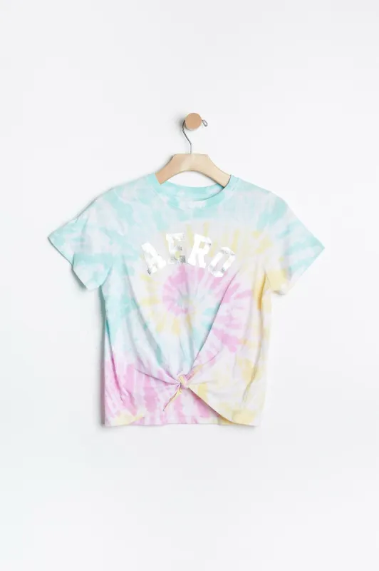 AERO Girls Tie Dye Graphic Tie-Front Tee sold by Bluenotes