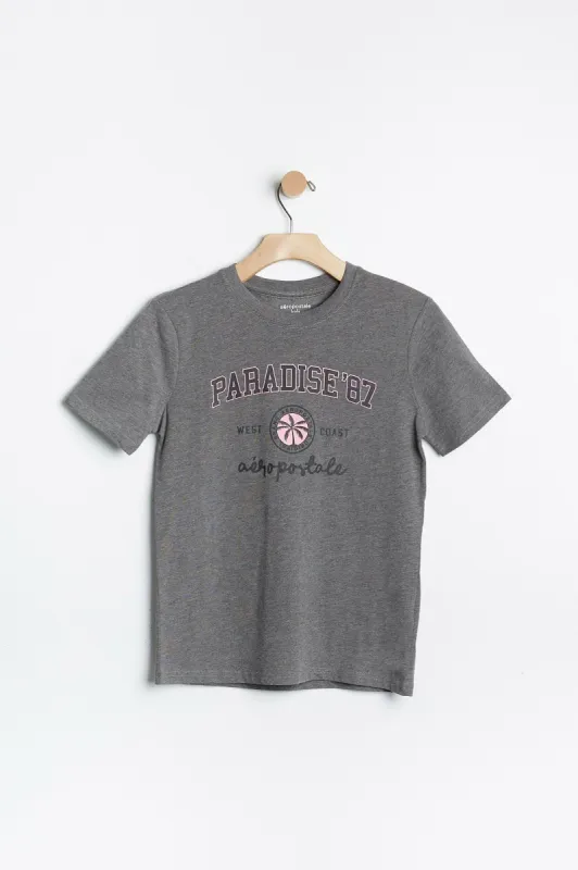 AERO Girls Super Soft Aéropostale Paradise '87 Graphic Long Tee sold by Bluenotes