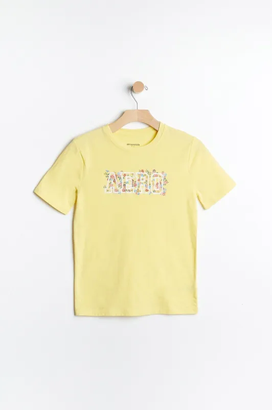 AERO Girls Super Soft Floral Graphic Long Tee sold by Bluenotes